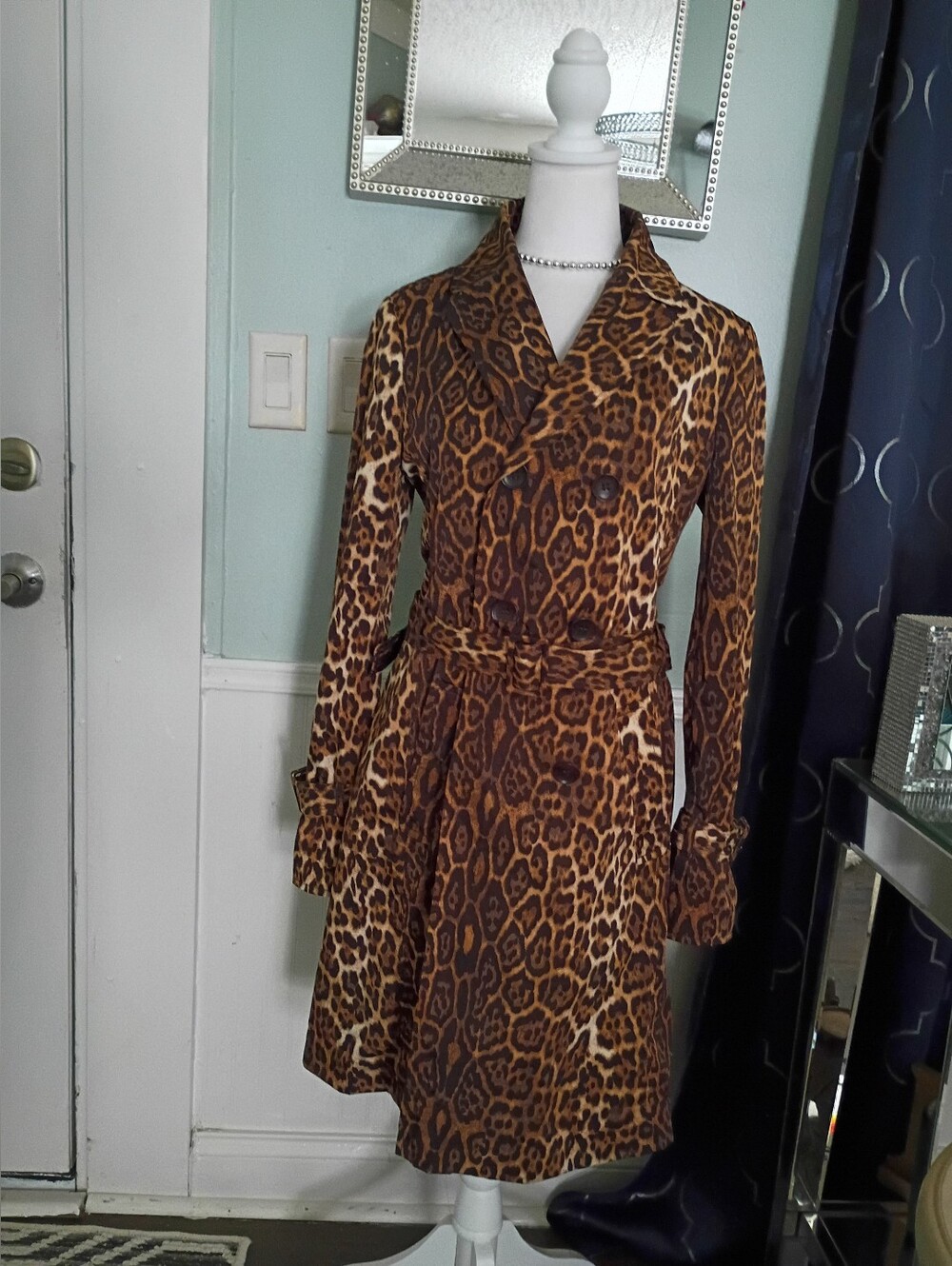 BCBGMaxAzria Leopard-Print Trench Coat in Brown and Black - Picture 5 of 16